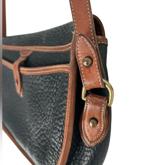 Vintage Dooney & Brooke Shoulder/Cross Body Bag All Weather Leather Black/Brown - Picture 5 of 10